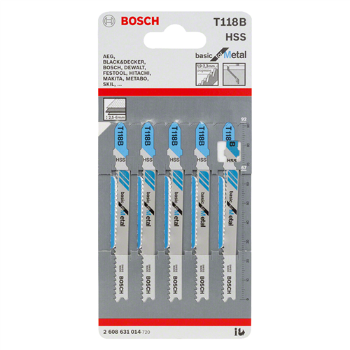 Decoupeerzaagblad Bosch Basic For Metal - T118B 92MM SET à 5 ST