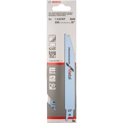 Reciprozaagblad Bosch Progressor Metal - S123XF 150X0.90MM SET à 5 ST