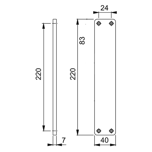 Langschild Aluminium F1 Hoppe - 202 GEHEEL BLIND