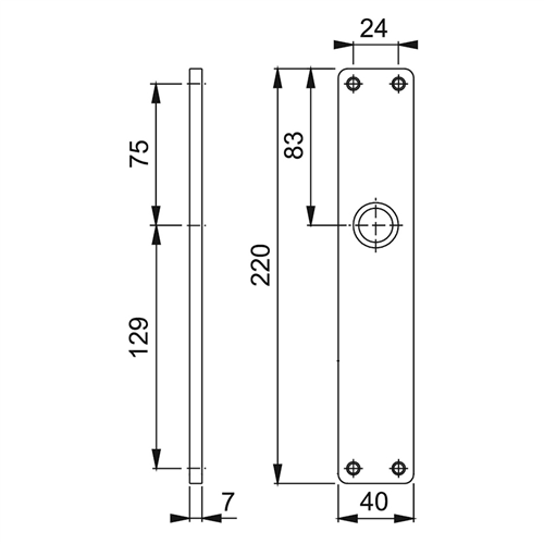 Langschild Aluminium F1 Hoppe - 202 BLIND