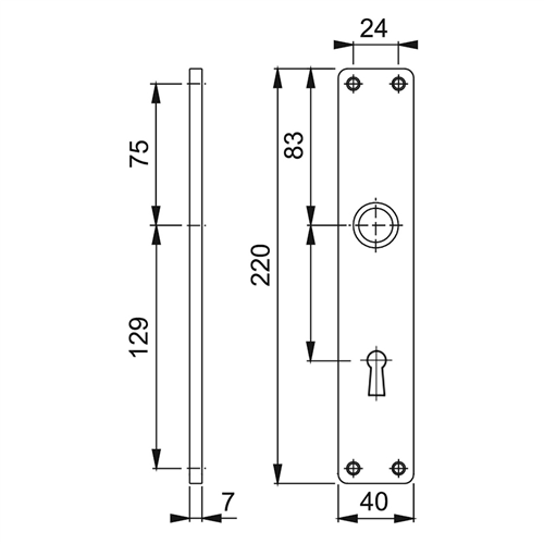 Langschild Aluminium F1 Hoppe - 202 SL.56MM