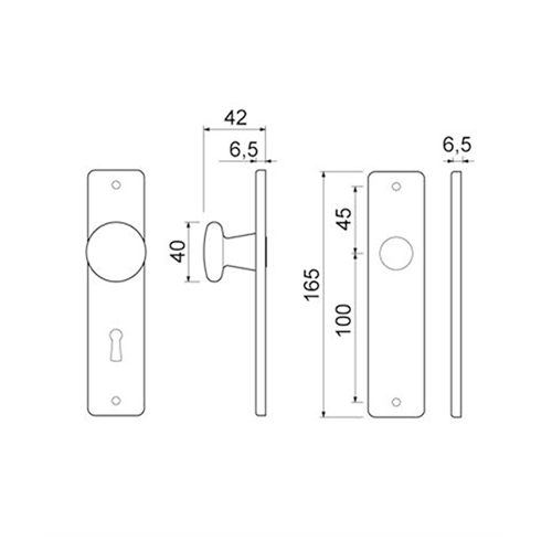 Kortschild Aluminium F2 Ami - 165/4 RH SL.56MM