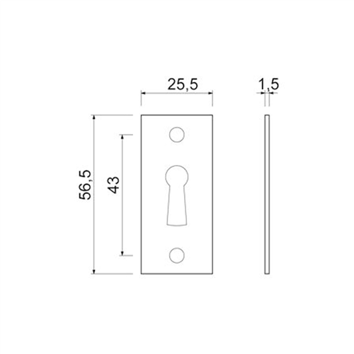 Sleutelgatplaat Aluminium F1 Ami - NO.4 57X25X1.5MM