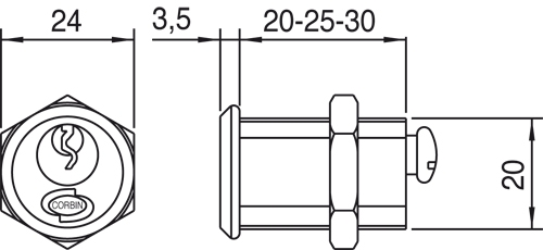 Automatencilinder Corbin - 20225 25MM