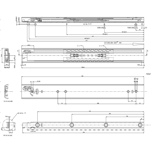 Kogelladegeleider Verzinkt Thomas Regout - ULFHDE 500-500MM 90KG