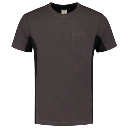 T-Shirt Bicolor Borstzak Tricorp - 102002 DONKERGRIJS/ZWART L