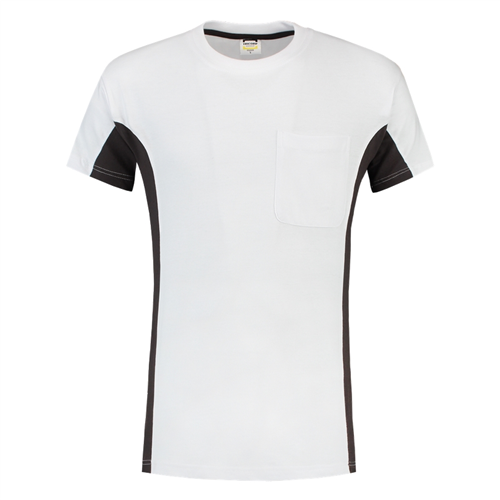 T-Shirt Bicolor Borstzak Tricorp - 102002 WIT/DONKERGRIJS M