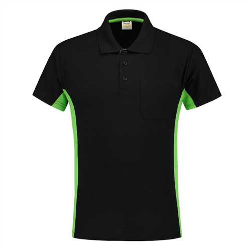 Poloshirt Bicolor Borstzak Tricorp - 202002 ZWART/LIME 3XL