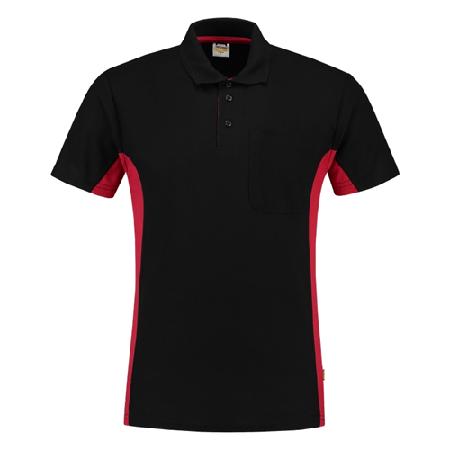 Poloshirt Bicolor Borstzak Tricorp - 202002 ZWART/ROOD XL