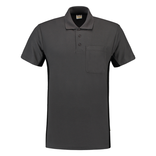 Poloshirt Bicolor Borstzak Tricorp - 202002 DONKERGRIJS/ZWART XL