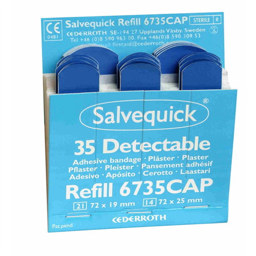 Pleisters Detecteerbaar Salvequick - 6735 BLAUW 72X19MM / 72X25MM