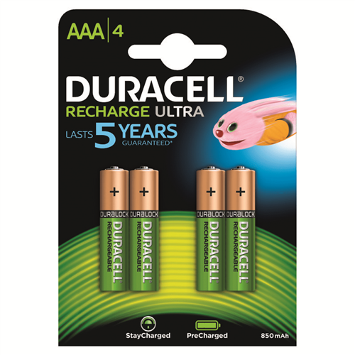 Batterijen Oplaadbaar Potlood Duracell - AAA HR03 1.2V SET à 4 STUKS