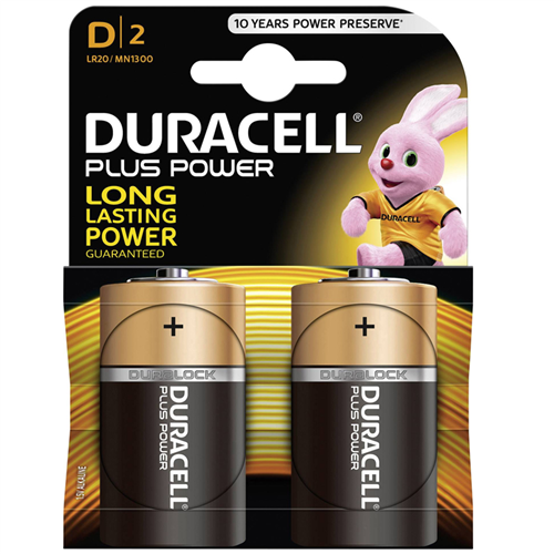 Batterijen Staaf Duracell Pluspower - D LR20 1.5V  SET à 2 STUKS