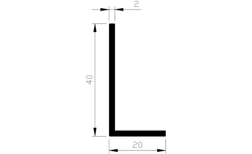 Hoekprofiel Aluminium Brute - 20X40X2.0MM 3M