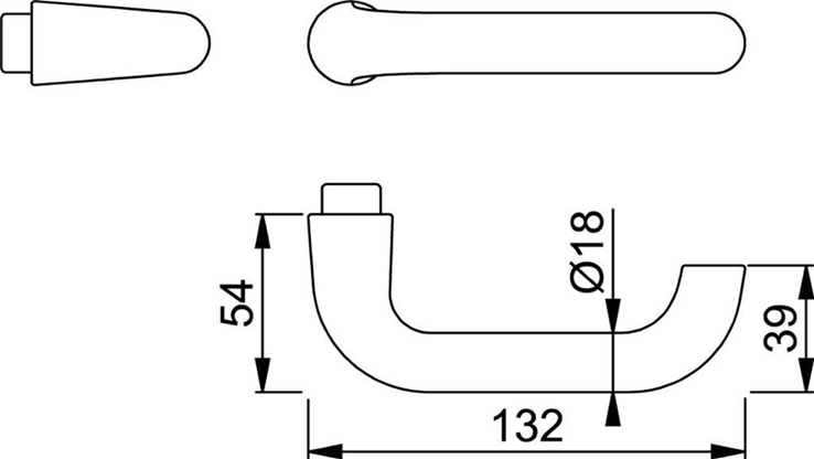 deurkruk gatdeel aluminium f1 hoppe