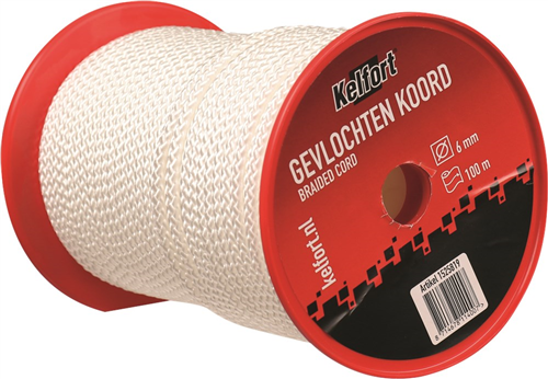 Koord Gevlochten Nylon Kelfort -  3MM 400M WIT