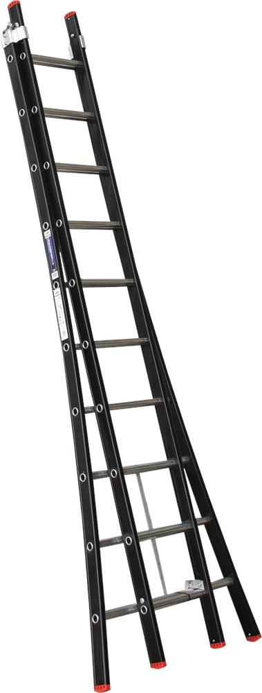 Reformladder Alu.Zwart Magnus Kelfort - 2X10 TREDEN /GEBOGEN BOOM