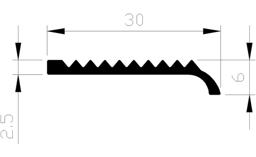 Trapkantprofiel Aluminium Brute - 30X 6X2.5MM 2M