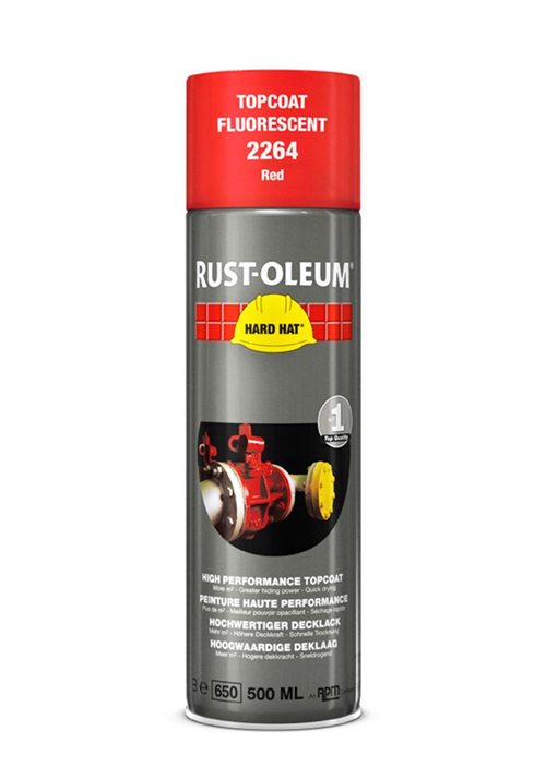 Deklaag Hardhat Rust-Oleum - 2264 500ML FLUOR ROOD