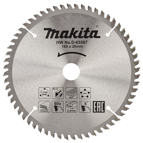 Cirkelzaagblad Hm Makita - 160X2.2X20MM 60T TCG