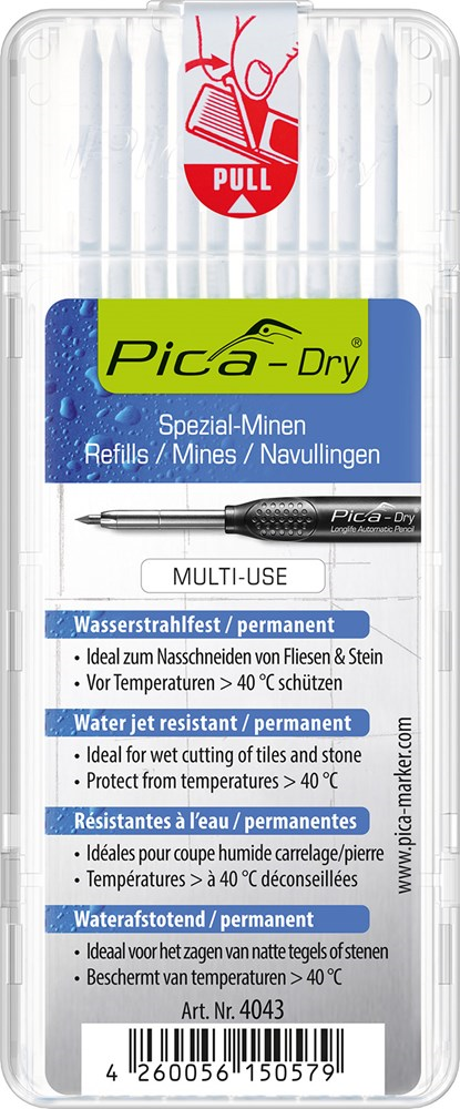 Navulling Diepgatpen Potlood Pica - 4043 10X WIT