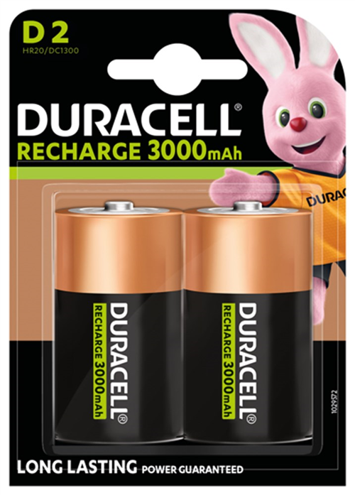 Batterijen Oplaadbaar Staaf Duracell - D HR20 1.2V SET à 2 STUKS