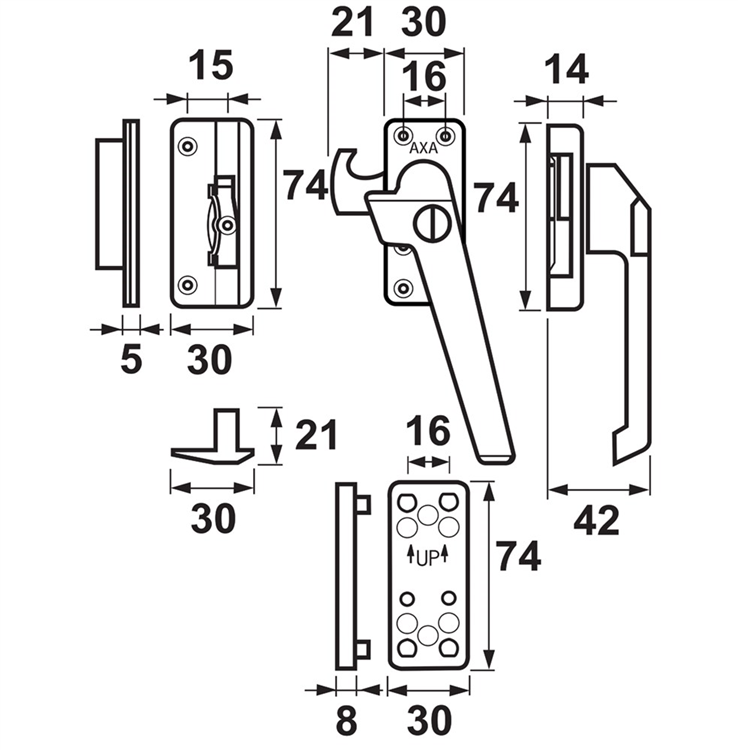 raamsluiting aluminium f2 axa