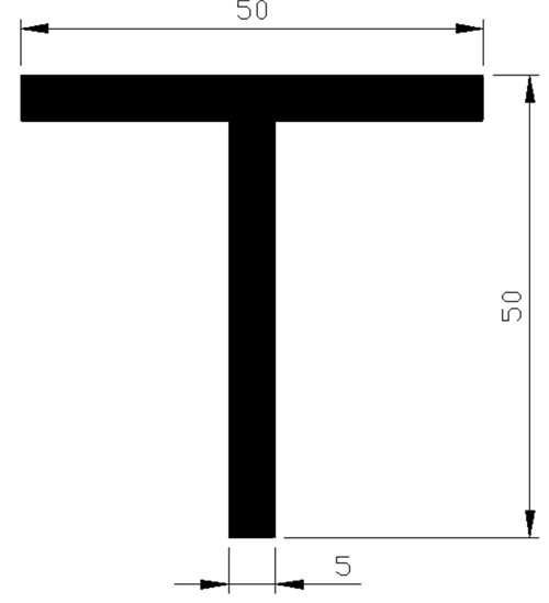 T-Profiel Aluminium Brute - 50X50X5.0MM 6M