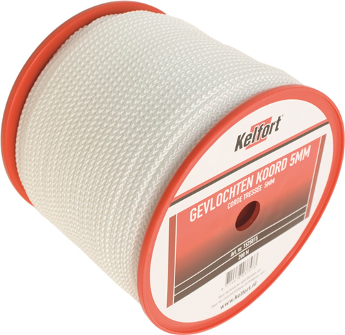 Koord Gevlochten Nylon Kelfort -  6MM 200M WIT