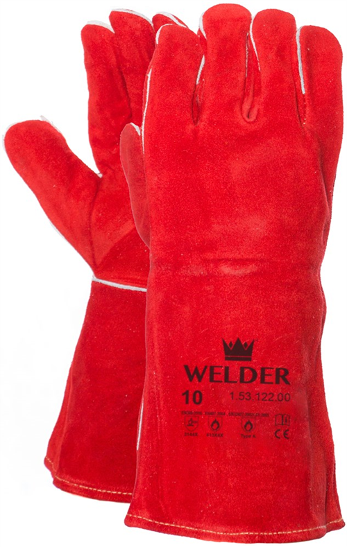 Lashandschoenen Splitleder Oxxa - ROOD 5 VINGERS  10-XL 350MM