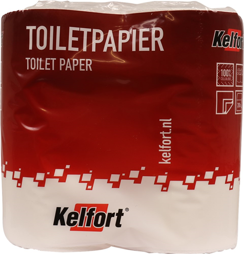 Toiletpapierrol 2-Laags Kelfort - PAK à 4 ROL (à 200 VEL)  WIT