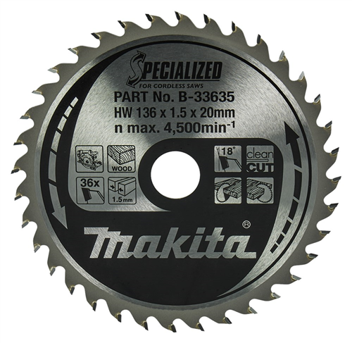 Cirkelzaagblad Hm Makita - 136X1.5X20MM 36T ATAF