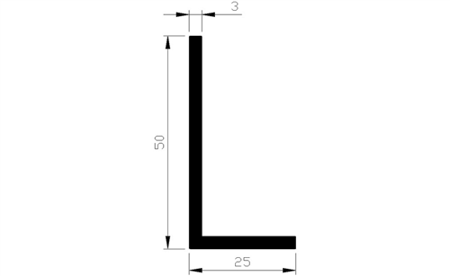 Hoekprofiel Aluminium Brute - 25X50X3.0MM 3M