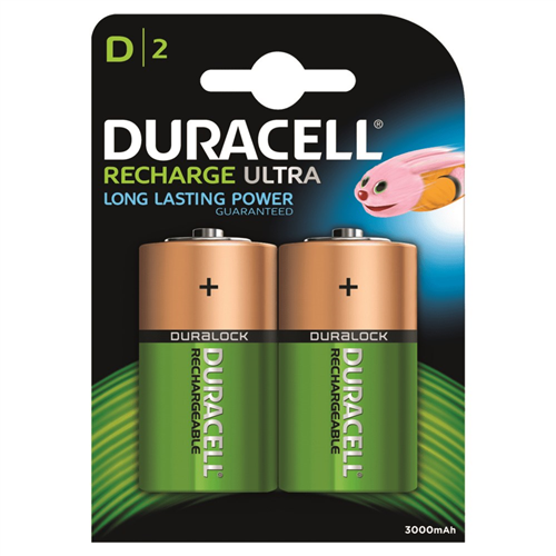 Batterijen Oplaadbaar Staaf Duracell - D HR20 1.2V SET à 2 STUKS