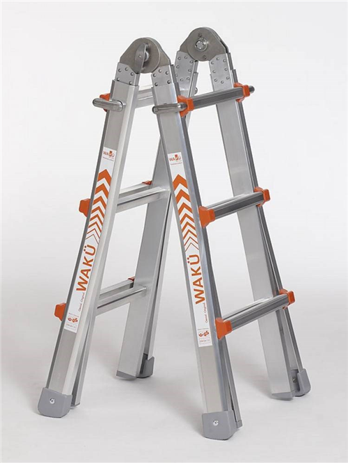 Vouwladder Telescoop Alu.Ongecoat Waku - WKTL100 4X 3 TREDEN