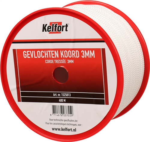 Koord Gevlochten Nylon Kelfort -  3MM 400M WIT