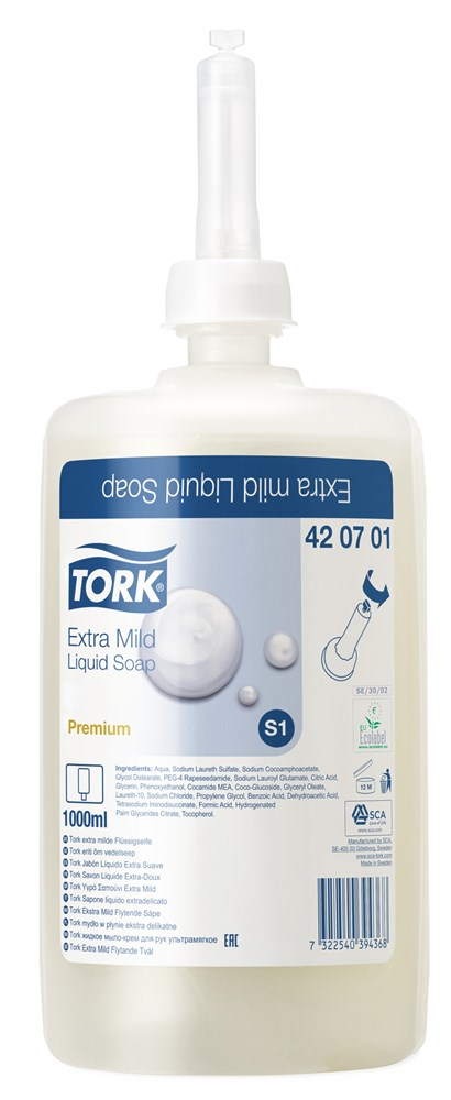 Vloeibare Zeep Extra Mild Tork - S1 PREMIUM 1L