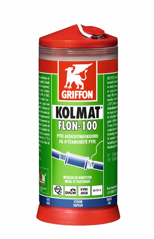 Ptfe-Afdichtingskoord Griffon - KOLMAT FLON-100 WIT 175M