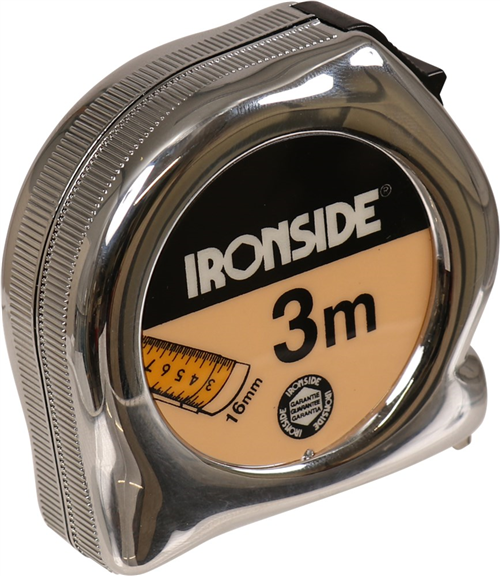 Rolbandmaat Verchroomd Ironside - PROFESSIONEEL 3M 16MM