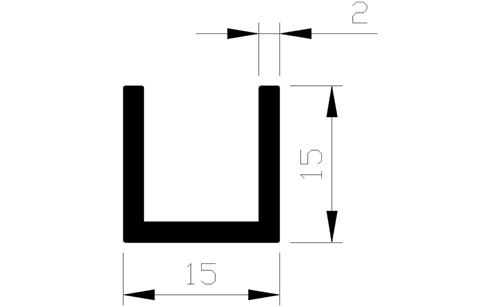 U-Profiel Aluminium Brute - 15X15X15X2.0MM 3M