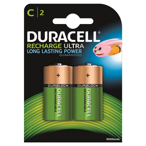Batterijen Oplaadbaar Staaf Duracell - C HR14 1.2V SET à 2 STUKS
