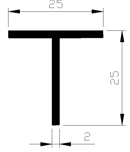 T-Profiel Aluminium Brute - 25X25X2.0MM 3M