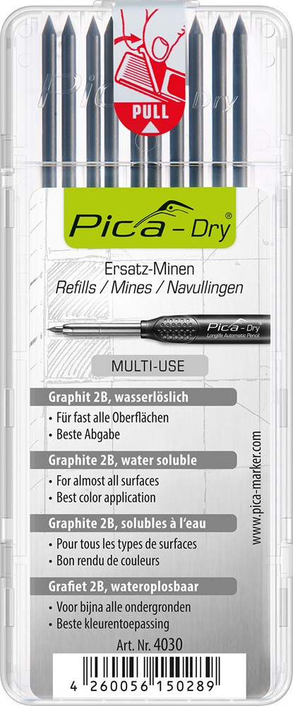 Navulling Diepgatpen Potlood Pica - 4030 10X ZWART