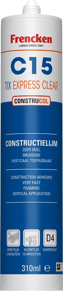 Constructielijm Watervast Frencken - D4 TIX EXPRESSE 310ML TRANSP.