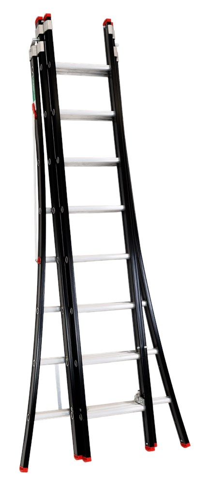 Reformladder Alu.Zwart Magnus Kelfort - 3X 8 TREDEN /GEBOGEN BOOM