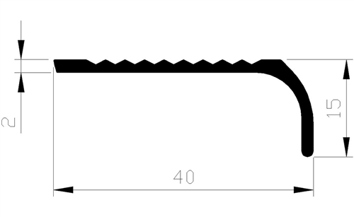 Trapkantprofiel Aluminium Brute - 40X15X2.0MM 1M