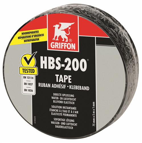 Reparatietape Griffon - HBS-200  75MM 5M ZWART