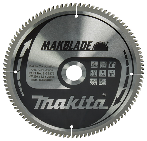 Cirkelzaagblad Hm Makita - 260X2.3X30MM 100T ATB