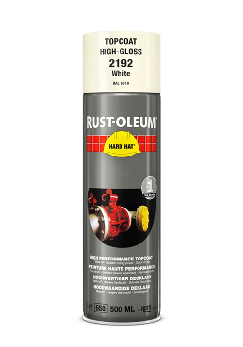 Deklaag Hardhat Rust-Oleum - 2192 500ML RAL 9010 ZUIVERWIT