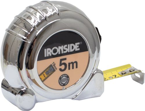 Rolbandmaat Verchroomd Ironside - ECONOMY 5M 19MM